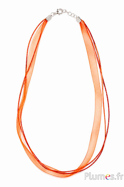 Collana in organza - lunghezza 45 cm - cioccolato